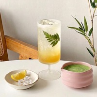 Verres à pied réutilisables en verre transparent pour Matcha Latte, café et restaurant - Prix de gros