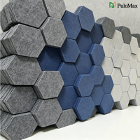 Panneaux acoustiques en feutre PET hexagonaux, fibres de polyester, résistants au feu, décoration 3D, absorption acoustique, pour la décoration intérieure d'hôtels et d'appartements