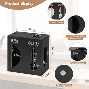 Wall Mounted 2 In 1 <b>Storage</b> <b>Box</b> 18L For Trash And Grocery Bags <b>Kitchen</b> Organizer Rectangle Shape Punch Free Design - Product Image 2