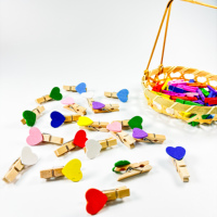 ECO JFB 2025 OEM personnalisé en forme de coeur Photo Display Clips épingle à linge pince à linge Pinzas Clips épingles en bois chevilles pour vêtements