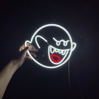 Lampe de salle de jeux géante personnalisée amusante avec un chien diabolique, néon LED, dessin animé kawaii, personnage d'anime, art mural, enseigne au néon pour la décoration de la chambre d'enfant, cadeaux