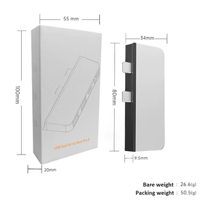 Hub multifunción USB de 4 puertos 3,0, carcasa de aleación de aluminio, estación de acoplamiento plateada, Hub tipo C para Microsoft <span class=keywords><strong>Surface</strong></span> <span class=keywords><strong>Pro</strong></span> <span class=keywords><strong>8</strong></span>/9 Stock - Product Image 2