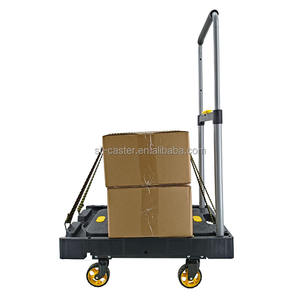 उच्च लोडिंग क्षमता 136 किलोग्राम पूरी तरह फोल्डेबल प्लेटफॉर्म स्टील हैंड ट्रक पोर्टेबल गोदाम ट्रॉली भंडारण के लिए पोर्टेबल गोदाम ट्रॉली - Product Image 6