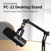 Support de microphone de bureau réglable en métal Rayco PC22, bras articulé à 180 degrés, pince pour micro, adaptateur 3/8"-5/8" compatible avec MV7X SM7B