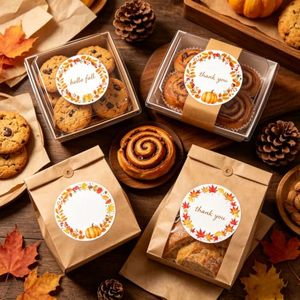 Étiquettes de remerciement pour l'automne, autocollants ronds en papier auto-adhésifs pour emballages cadeaux et artisanat, design écologique - Product Image 6