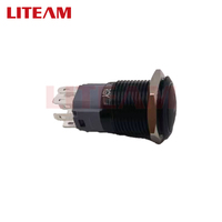 Interruptor de Botón Pulsador Negro de Cabeza Alta con Anillo LED, Impermeable, Antipolvo, con Bloqueo 1NO+1NC y LED para Control de Máquinas