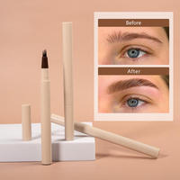 Pensil Alis Cair Vegan Label Pribadi 4 Ujung Tahan Air Ultra-halus Cepat Kering Anti Luntur Tahan Lama 6 Warna untuk Riasan Laminasi