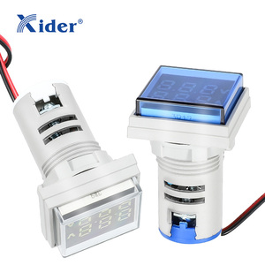 Amperímetro cuadrado de LED de 22mm con luces indicadoras digitales duales, color blanco, tipo 2" - Product Image 6