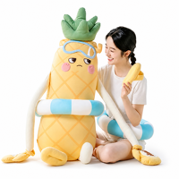 Nouvel oreiller de réconfort Pineapple King en peluche courte avec rembourrage en coton creux pour garçons et filles, design à maintenir entre les jambes