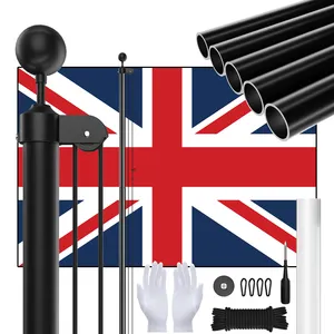 CYDISPLAY İngiltere 7.6m 25FT bayrak direği taşınabilir bayrak direği siyah kesit alüminyum ayarlanabilir bayrak direği ev için ağır bayrak direği