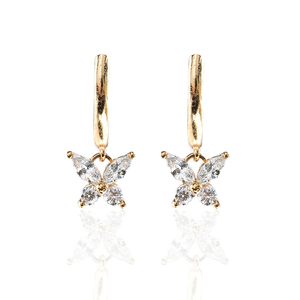 CANNER Nouveaux produits de mode plaqué or 18 carats, boucles d'oreilles créoles avec pendentif papillon en zircon, design créatif et simple - Product Image 1