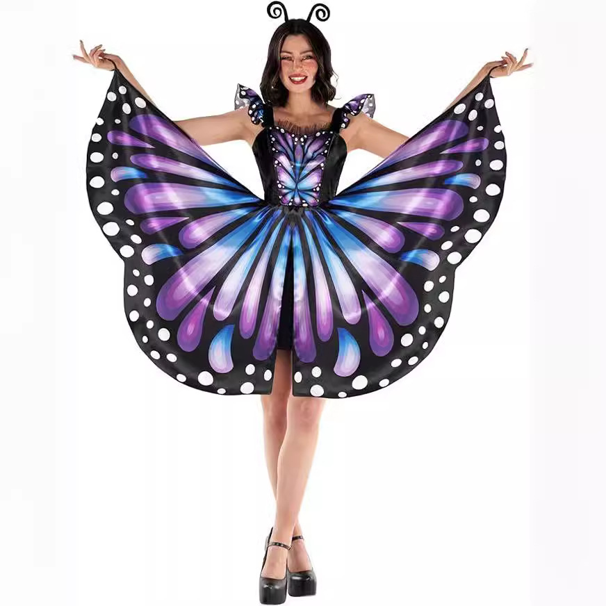 Purple butterfly skirt with headwear-m