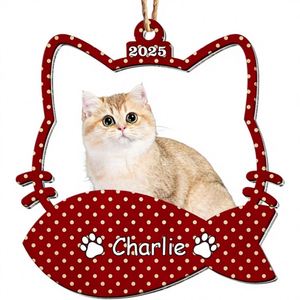 Figurine de chat en bois et acrylique personnalisée, ornement de table de Noël d'hiver, décoration de la maison, cadeau - Product Image 1
