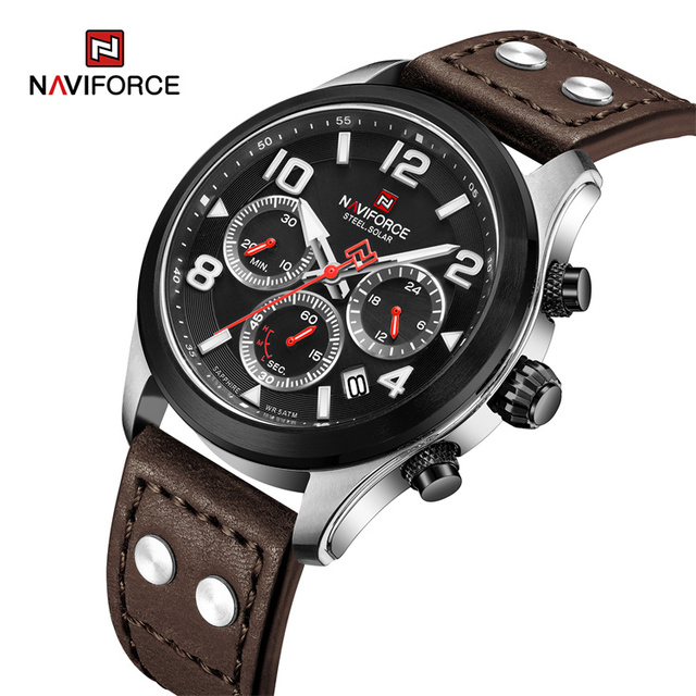 NAVIFORCE 1006 Men Field Watch Solar Chronograph Watch Pilot Vintage Watches Manufacturer