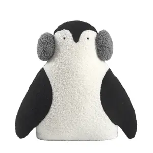 Pingüino de Navidad con orejera Cojín Almohada Poliéster Decoración para el hogar Almohadas para niños Juguete para regalo