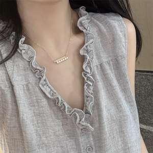 Ensemble de bijoux Zhuji en or 14 carats, collier et boucles d'oreilles en perles d'eau douce, forme d'épi de blé, faisceau d'équilibre, 5-6 mm, lumière intense, sans défaut, bijoux fins - Product Image 2