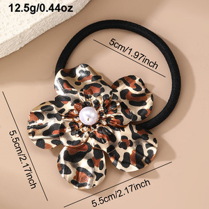 Diadema Francesa Retro con Estampado de Leopardo y Perlas para Mujer, Banda Elástica para el Cabello, Uso Diario - Product Image 4