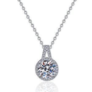 Bijoux fins, forme ronde, certificat GRA, argent <span class=keywords><strong>sterling</strong></span> S925, pendentif en moissanite 1 carat VVs1, collier, cadeau de fiançailles pour femmes - Product Image 4