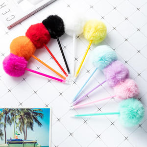 Dễ thương Pompom bút bi Kawaii sang trọng Fluffy bóng bút trường văn phòng phẩm sinh viên giải nén Sổ tay bút bán buôn cô gái Quà Tặng - Product Image 2