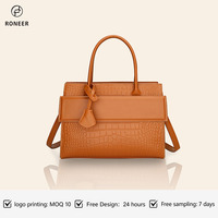 Tas Tote Kulit PU Logo Kustom Grosir untuk Wanita, Tas Kerja Kantor Mewah Kapasitas Besar, Tas Selempang Rantai Kustom