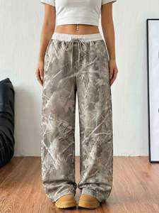 2026 New Arrivals Wholesale Women's American Clothing Vintage Camouflage <strong>Pants</strong> Loose Fit High Waist Drawstring Casual <strong>Pants</strong> - Product Image 5