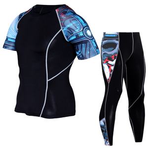 Conjunto Deportivo Crossfit de 2 Piezas para Hombre, Pantalones de Compresión Cortos y Camiseta Sublimada - Product Image 1