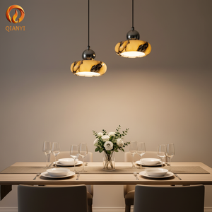 Lampe suspendue <span class=keywords><strong>en</strong></span> marbre alabastre à intensité variable de style moderne, luminaire LED de luxe pour salon, salle à manger, hall d'entrée, chambre à coucher, décoration - Product Image 4