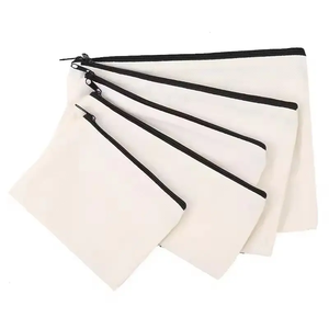 Blanco Doe-Het-Zelfgemaakte Canvas Pennenetui-Katoenen Canvas Factuurtas Cosmetische Canvas Make-Up Tas Met Zwarte Rits Pen Tas