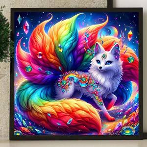 Peinture Diamant Arc-en-ciel Ever Moment : Renard à Neuf Queues avec Pierres Précieuses, Poussière de Fé<span class=keywords><strong>e</strong></span> Cristalline, Art Diamant Dessin Animé, Décoration Maison ASF2838 - Product Image 3