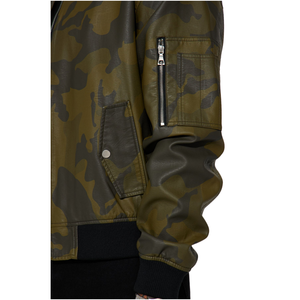 جاكيت رجالي عالي الجودة بنمط التمويه مع جيوب جانبية على الأكمام، مصنوع من الجلد السميك مع ياقة قابلة للطي وحواف مدببة - Product Image 4