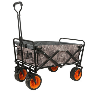 Folding Camping Cart Four-Wheel Oxford Cloth Foldable Outdoor Shopping Picnic Trolley Camouflage Design - Product Image 1