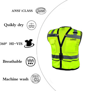 <span class=keywords><strong>Gilet</strong></span> de sécurité réfléchissant personnalisé ODM en maille <span class=keywords><strong>jaune</strong></span> fluorescente de classe 2 ANSI pour le cyclisme nocturne et les activités extérieures - Product Image 3
