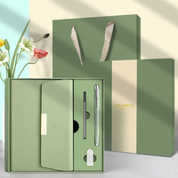 Ensemble cadeau de carnet à spirales à trois volets avec couverture en cuir PU imperméable A5 personnalisé en gros avec MOQ faible