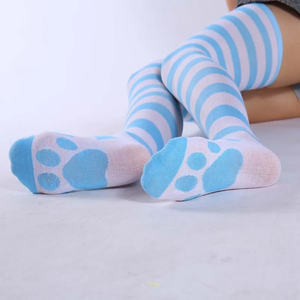 <span class=keywords><strong>Sissy</strong></span> sexe sur le genou chaussettes femmes rayé cuisse haute bas longues chaussettes Anime mignon chat patte Cosplay bas JK long bas - Product Image 2