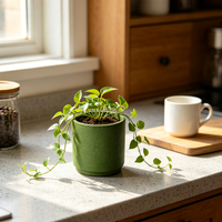 Pot de fleurs cylindrique en béton vert olive mat, texture rugueuse, pot à plantes en ciment, conteneur pour plantes de bureau, couleur personnalisée, vente en gros