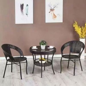 Outdoor Wicker Table and Chairs <strong>Grey</strong> PE Rattan 3 Piece <strong>Bistro</strong> <strong>Set</strong> Factory Wholesale - Product Image 6
