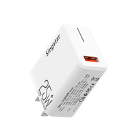 Chargeur mobile intelligent à charge rapide USB QC3.0 à port unique, avec prise US/UK/EU, 25W, bande lumineuse LED de haute qualité