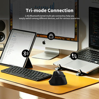 Souris verticale ergonomique avec trois modes, sans fil, design à double molette, rechargeable, écran LED pour PC, ordinateur portable, bureau à domicile