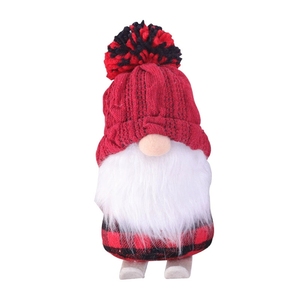 Poupée en peluche <span class=keywords><strong>Père</strong></span> Noël Mini décoration de Noël avec tenue à carreaux rouge noir et longue <span class=keywords><strong>barbe</strong></span> blanche pour arbre de Noël - Product Image 3
