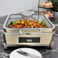 Chauffe-Plat Électrique Rectangulaire 8L avec Couvercle en Verre, Serveur de Buffet pour la Restauration et les Banquets Hôteliers