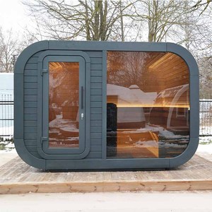 Sauna Cuadrada para 6 Personas, Diseño Moderno, Madera Sólida Ecológica, Vaporizador Exterior, Puerta de Vidrio Templado de 8 mm, Estufa Harvia Suspendida - Product Image 1