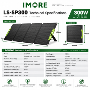 Panneau solaire monocristallin 300W, design ETFE 4 volets avec connecteurs MC4 pour camping-car, caravane, camping, voyage et alimentation de secours - Product Image 4