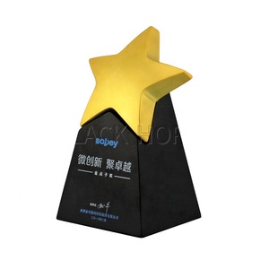 Factory Wholesale Wood Base Awards <strong>Paque</strong> with Metal Star - Product Image 1