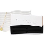 Boîte élégante de tiroir kraft blanc déjoué en argent paquet pour collier emballage cadeau boîte à bijoux en papier avec mousse de velours noir