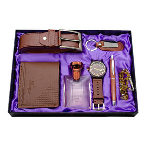 Coffret Cadeau d'Affaires de Luxe pour Hommes Saint-Valentin Montre à Quartz avec Ceinture en Cuir Portefeuille <span class=keywords><strong>Parfum</strong></span> Porte-clés Stylo Bracelet Chapelet - Product Image 4