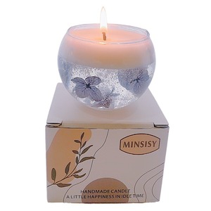 Cera di gel di gelatina all'ingrosso con candela di decorazione di fiori secchi candela profumata di vetro rotonda romantica - Product Image 6