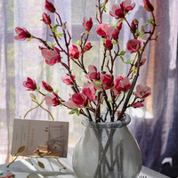 Bouquet de Magnolias de Luxe Tendance, Branche Florale Réaliste et Élégante pour Décoration de Table, Prix Direct Usine en Gros