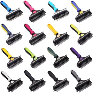 Double Sided Stainless Steel Deshedding Brush Multi-functional Pet Clean Wooden Handle <b>Flea</b> <b>Comb</b> Open Knot Brush for Dogs Cats - Product Image 6