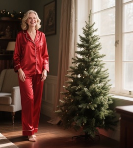 Family <b>Christmas</b> <b>Pajamas</b> Set - Velvet <b>Matching</b> Loungewear for Adults & Kids (Simplified) | <b>Christmas</b> Red | Ready Stock - Product Image 3