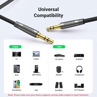 Câble audio UGREEN de haute qualité et durable, 3,5 mm, en nylon tressé, mâle-mâle, son Hi-Fi, câble AUX de 3 pieds pour TV, ordinateur portable, haut-parleur